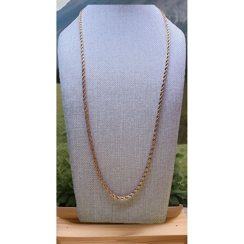 Vintage Napier Gold-Tone Rope Chain Necklace 30" Long 2.4mm Twisted Links